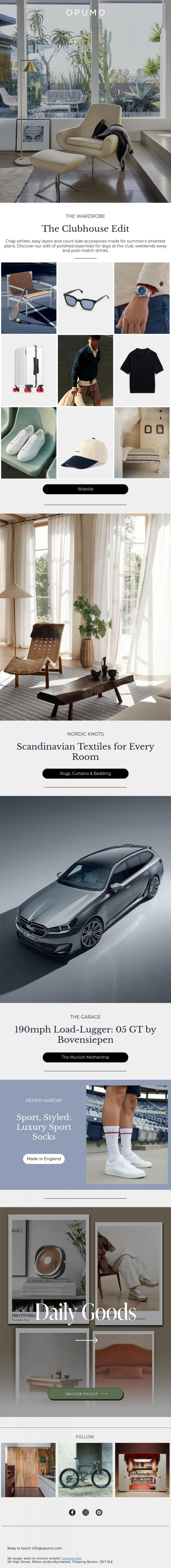 Email Design Inspiration from OPUMO, MONDAY MOOD | The Clubhouse Edit