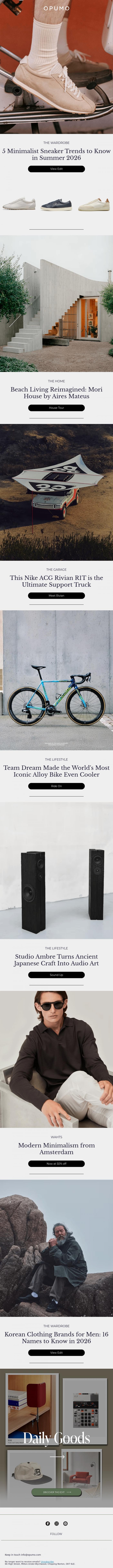 Email Design Inspiration from OPUMO, THE DIGEST | Sneaker Trends for Summer 2026