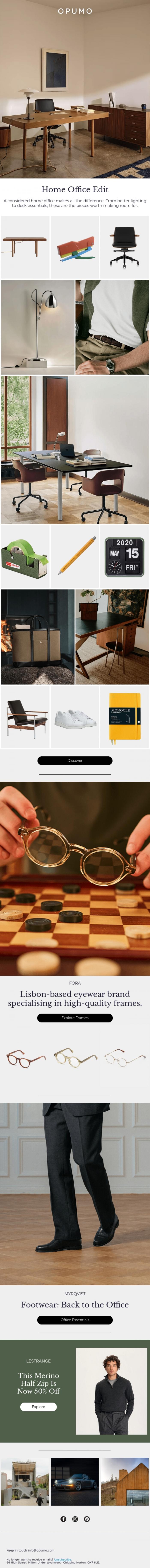 Email Design Inspiration from OPUMO, MONDAY MOOD | Home Office Edit 📌