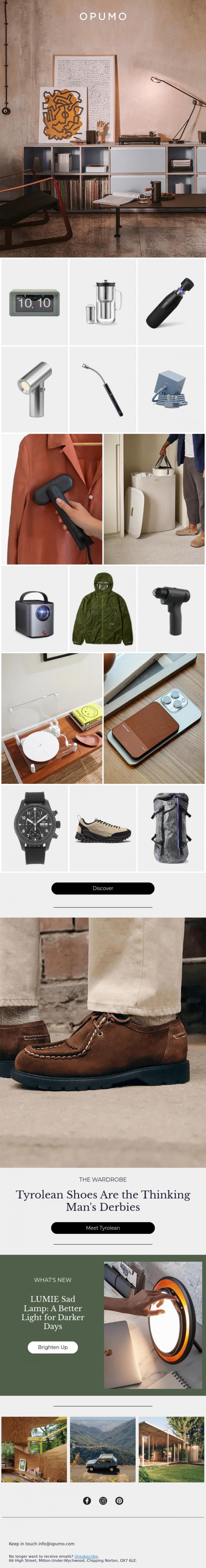 Email Design Inspiration from OPUMO, MONDAY MOOD | Form & Function In The Everyday