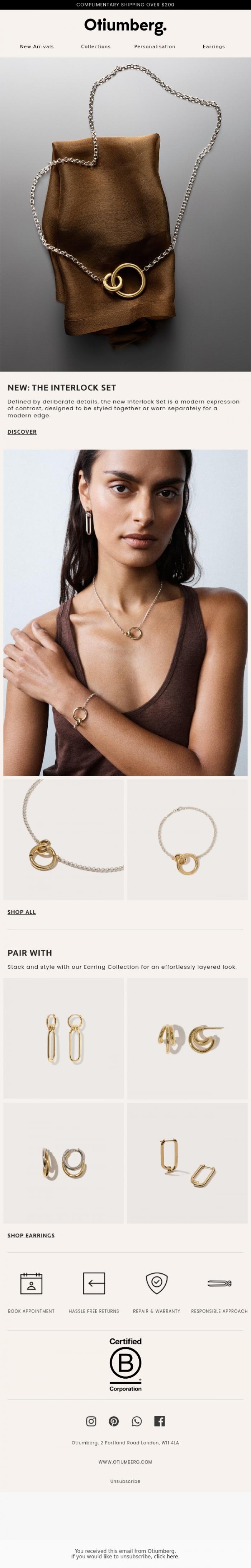 Email Design Inspiration from Otiumberg, New In: The Interlock Set
