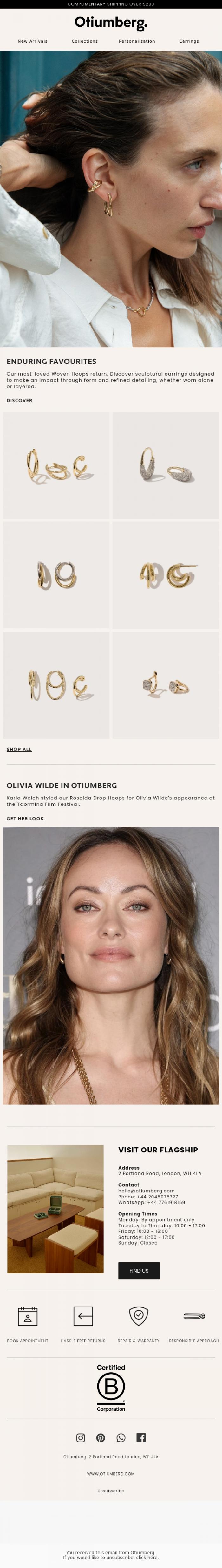 Email Design Inspiration from Otiumberg, Woven Hoops, Back by Demand
