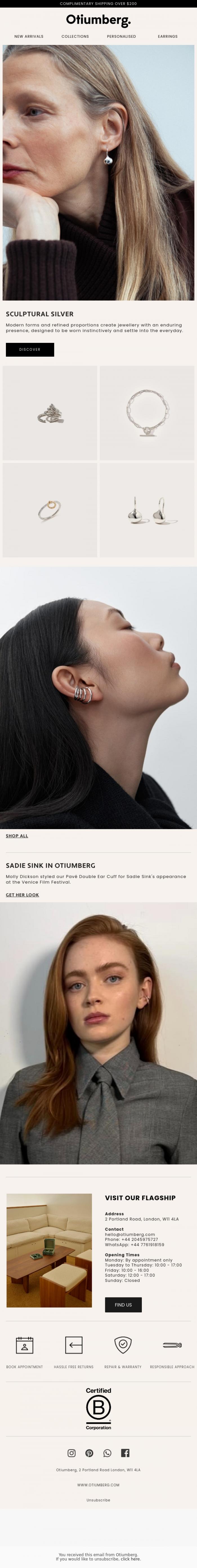 Email Design Inspiration from Otiumberg, AN EXPRESSION IN SILVER