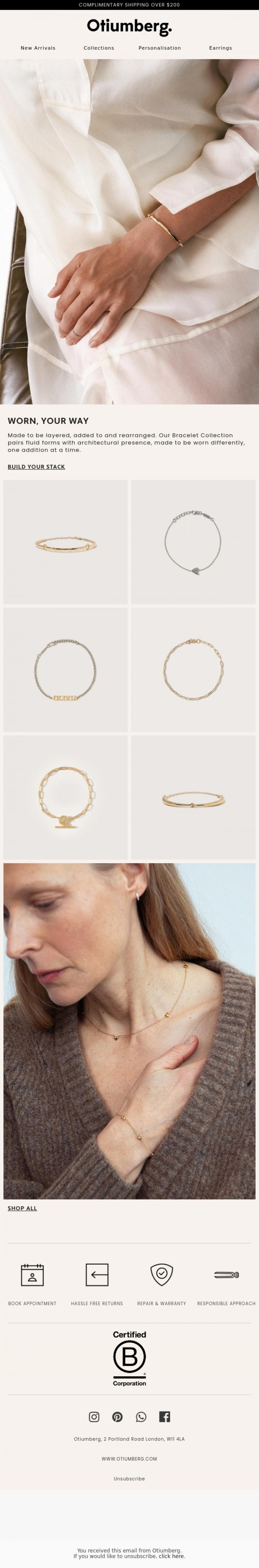 Email Design Inspiration from Otiumberg, Bracelets, Made to Layer