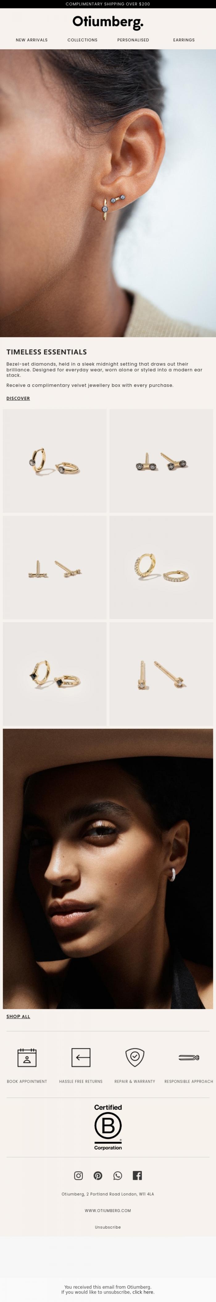 Email Design Inspiration from Otiumberg, The Midnight Diamond Bezel Capsule Returns
