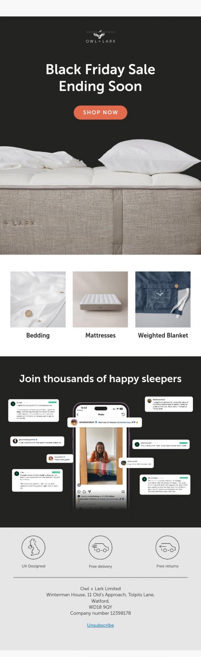 Email Design Inspiration from Owl + Lark, Our biggest ever sale ENDS tomorrow