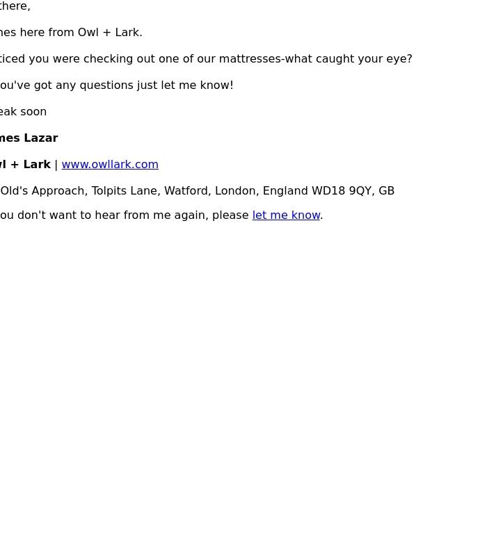 Email Design Inspiration from Owl + Lark, Checking in from Owl + Lark - How can I help?