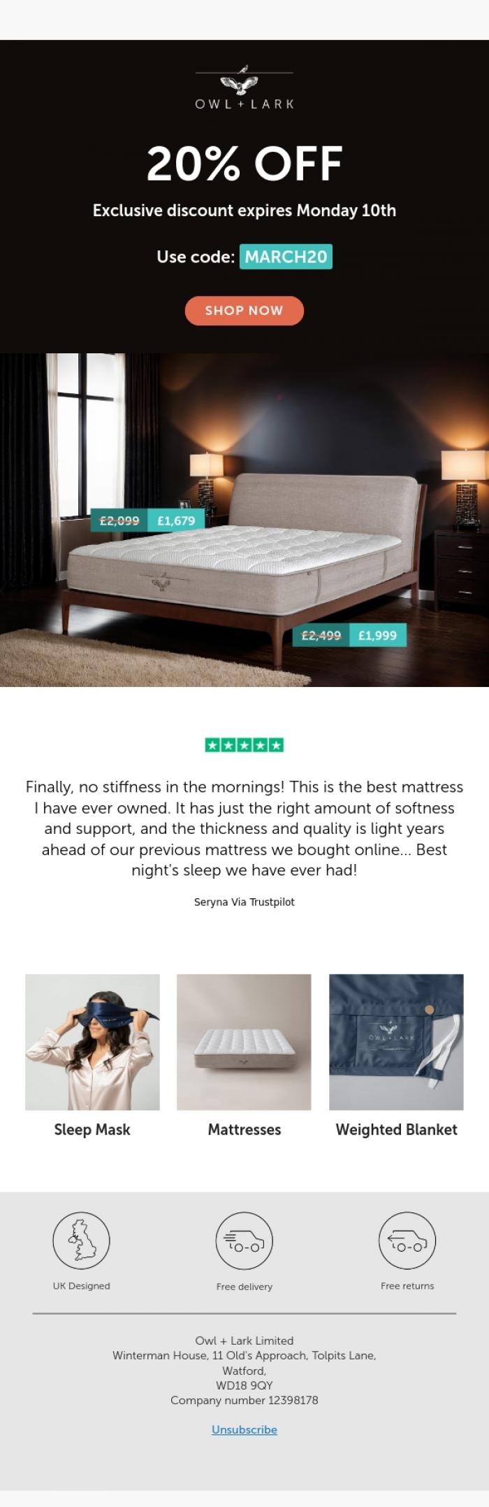 Email Design Inspiration from Owl + Lark, 20% OFF 🤯 Just for you