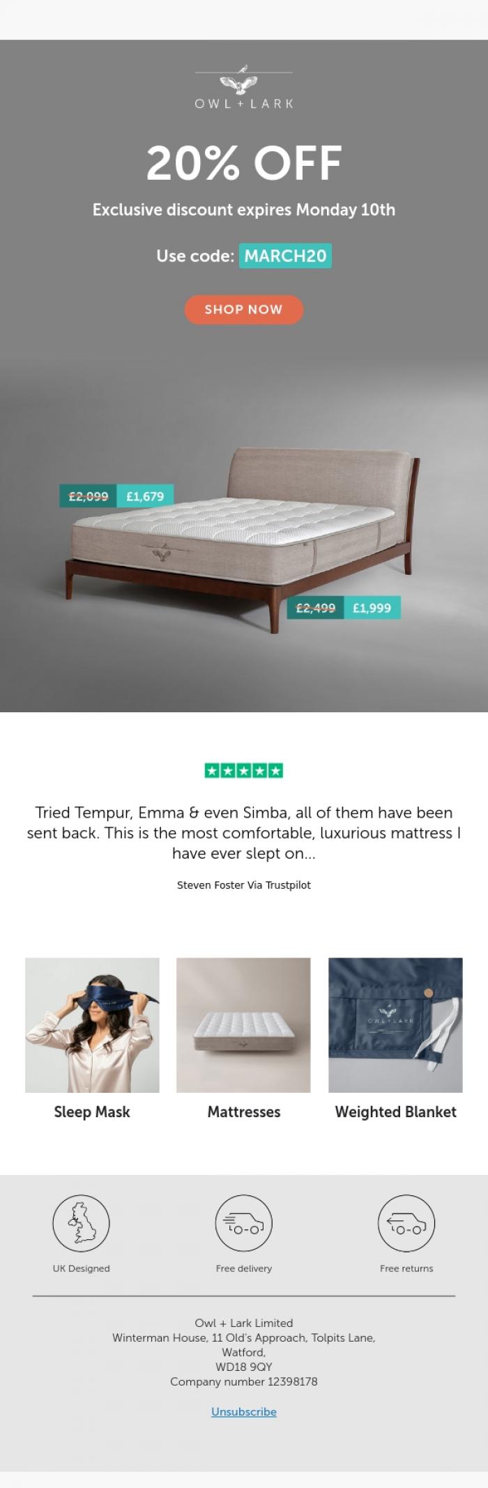 Email Design Inspiration from Owl + Lark, 20% OFF until Monday with code MARCH20