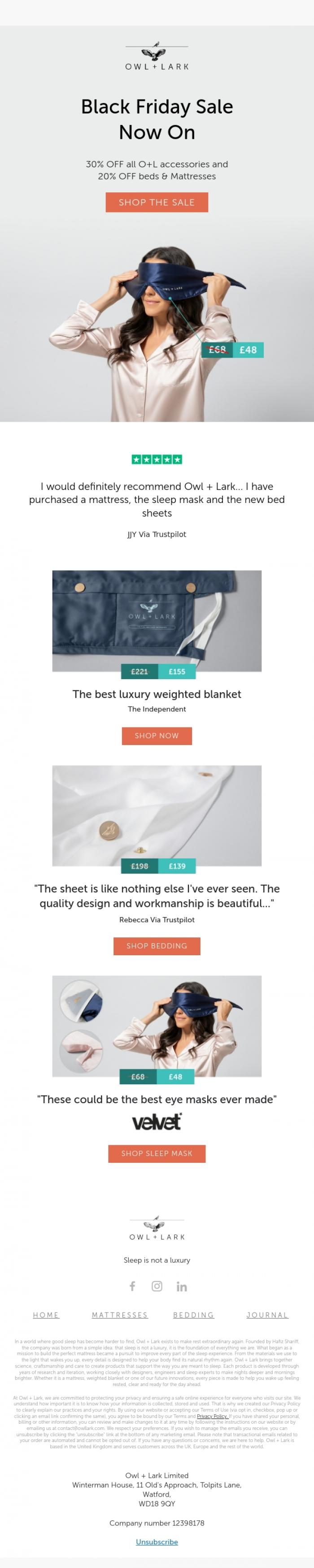 Email Design Inspiration from Owl + Lark, BLACK FRIDAY IS STARTING EARLY!