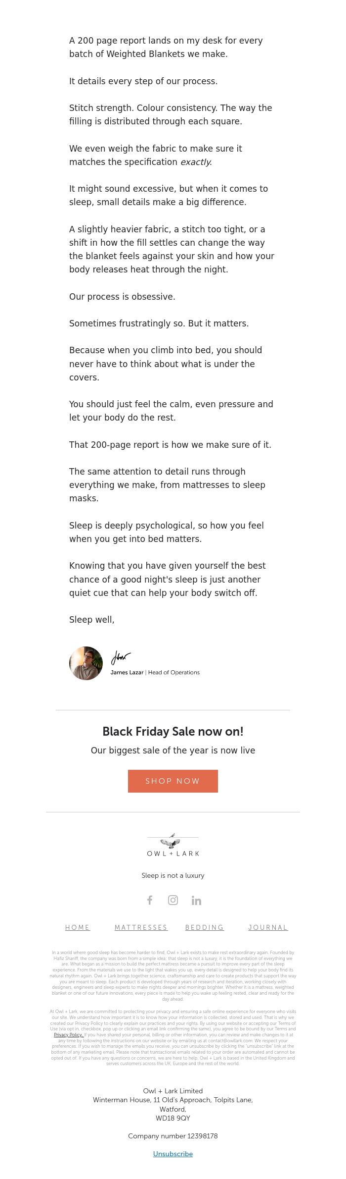 Email Design Inspiration from Owl + Lark, The Details