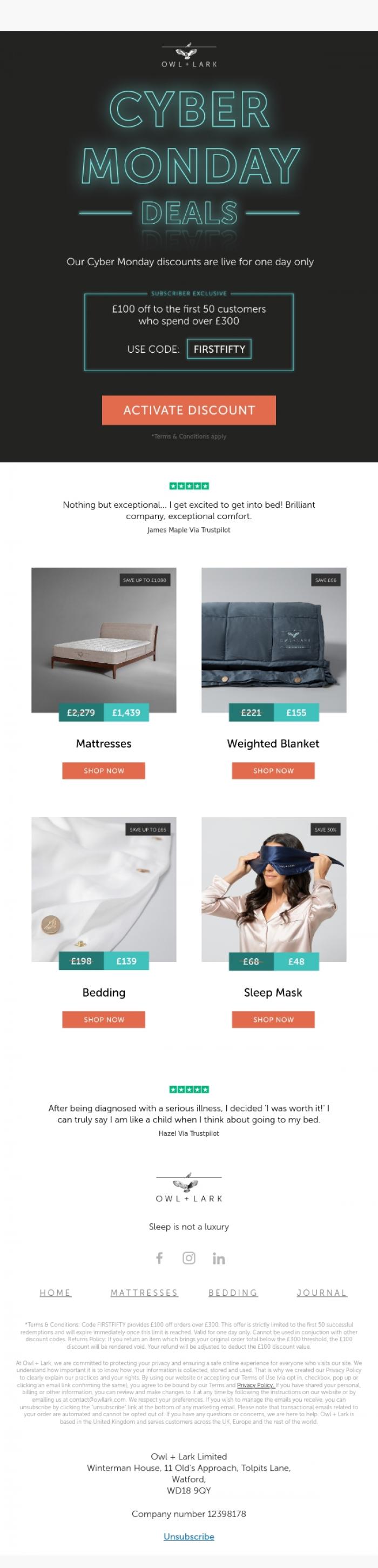 Email Design Inspiration from Owl + Lark, Cyber Monday Deals 🚨