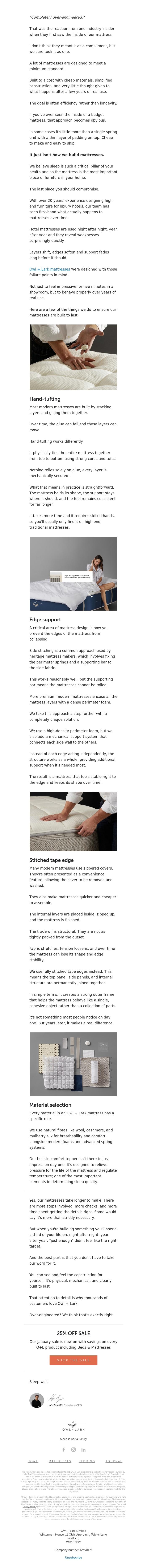 Email Design Inspiration from Owl + Lark, Built on purpose