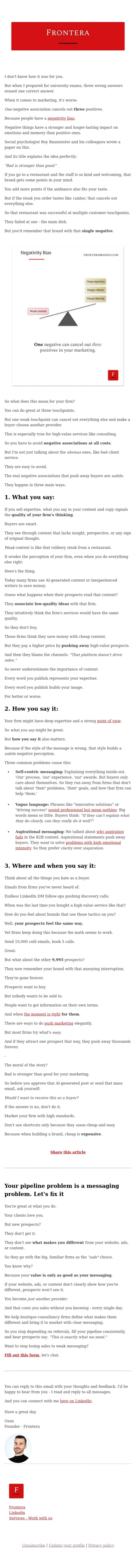 Email Design Inspiration from Ozan from Frontera, &diams;️ Why 'cheap' marketing pushes away more buyers than it attracts