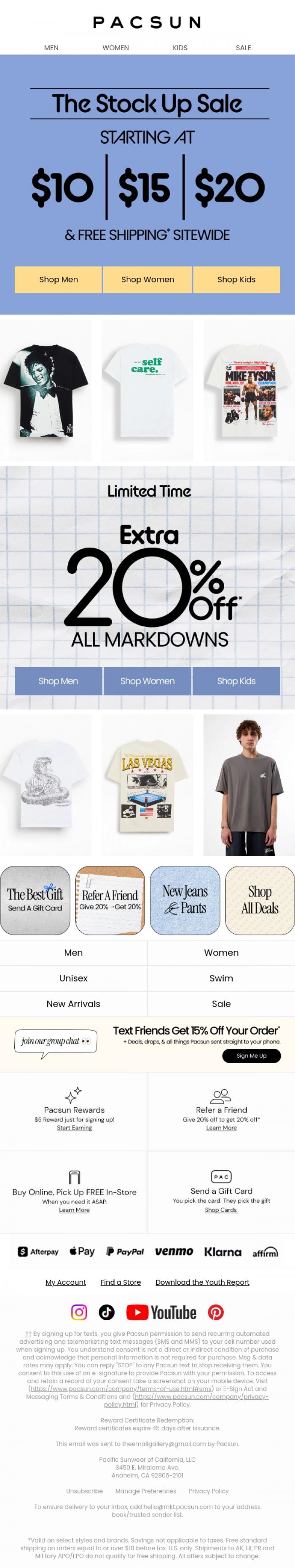 Email Design Inspiration from PacSun, Ends Soon! $10 & Up Stock Up Sale 🗣️