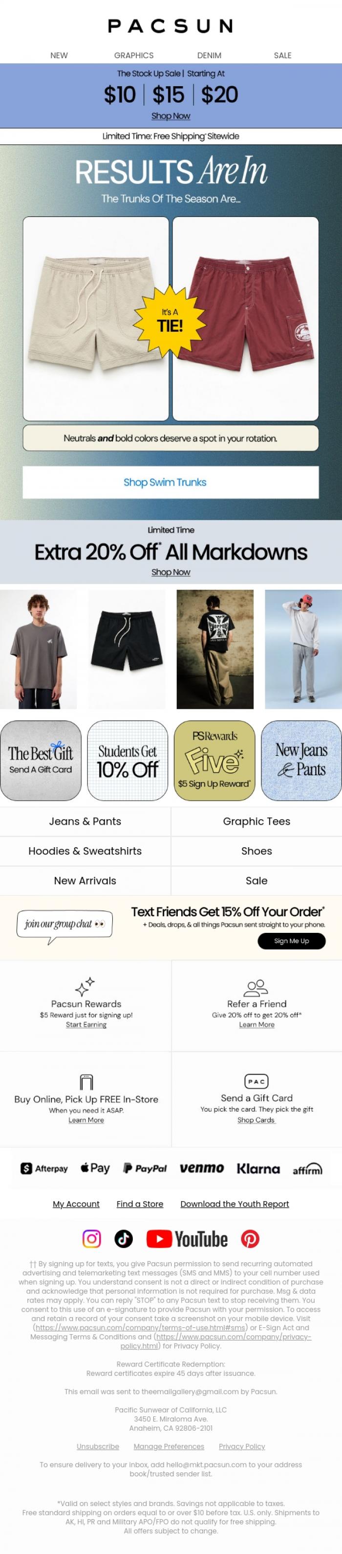 Email Design Inspiration from PacSun, RESULTS ARE IN: Trunks of the szn inside 🏆