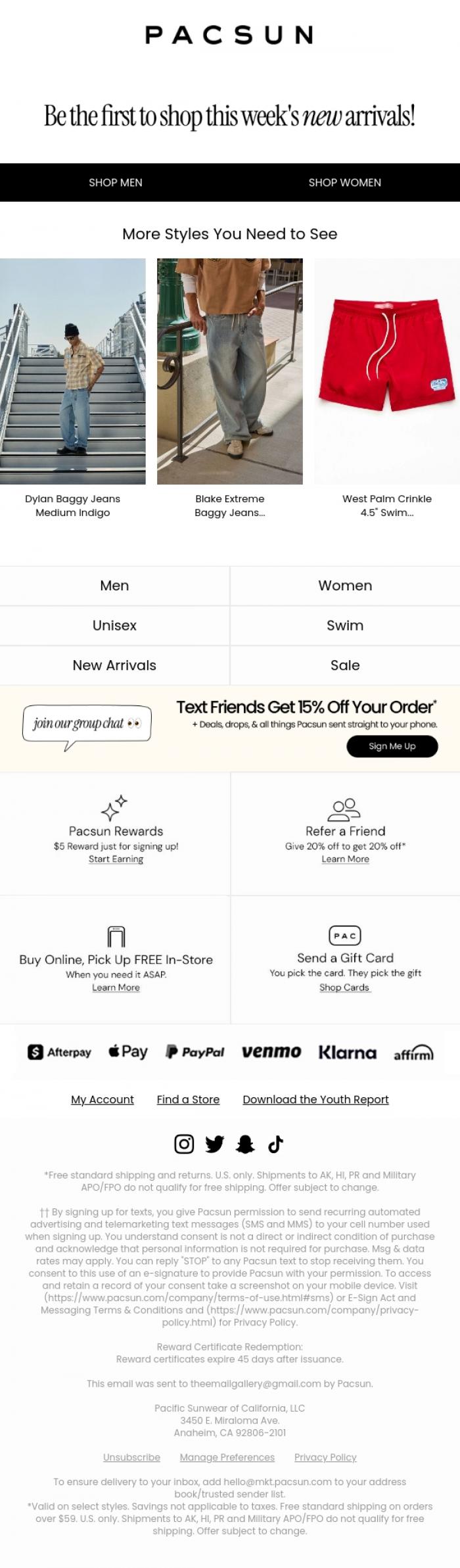 Email Design Inspiration from PacSun, New arrivals just dropped 🤩