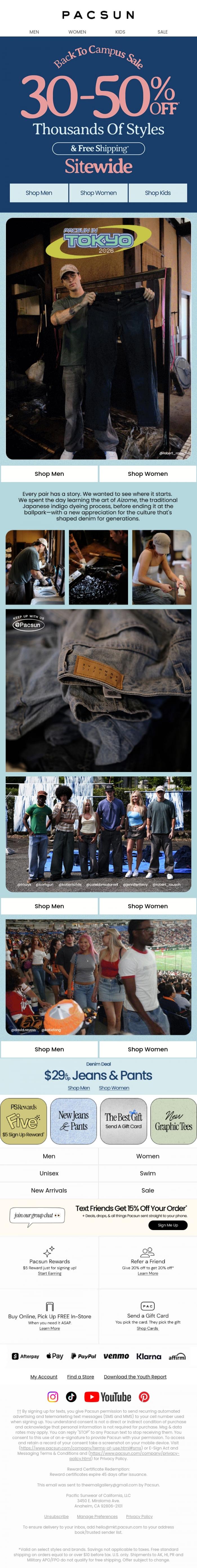 Email Design Inspiration from PacSun, Denim 101: Discovering The Art Of Aizome👖