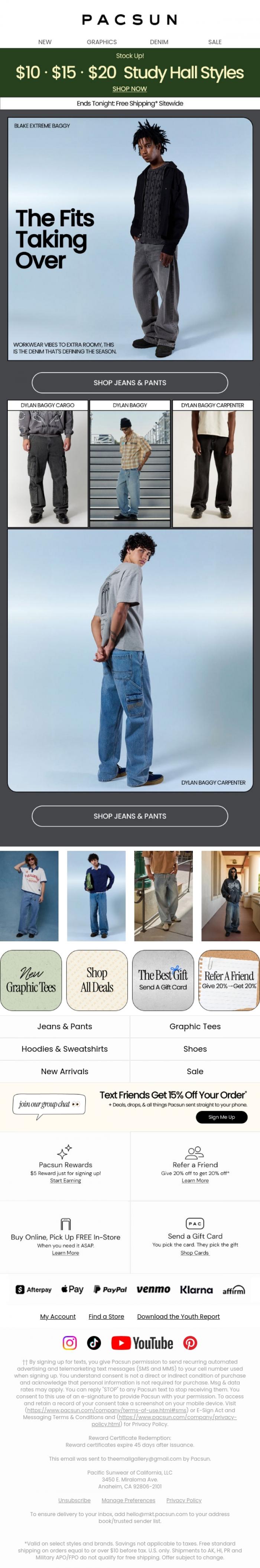 Email Design Inspiration from PacSun, The👖fits that are taking over