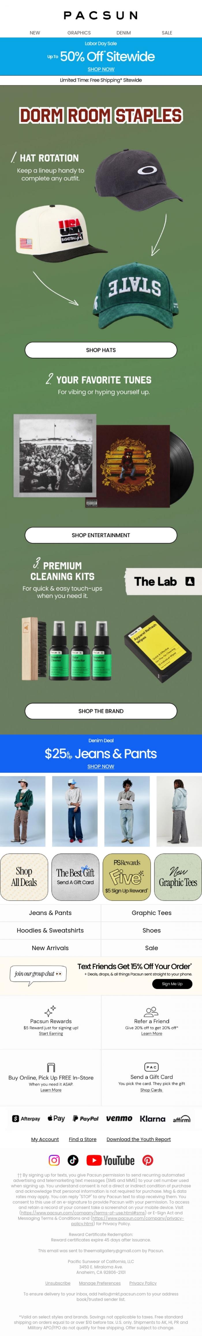 Email Design Inspiration from PacSun, Dorm room staples you prob forgot to pack 👀