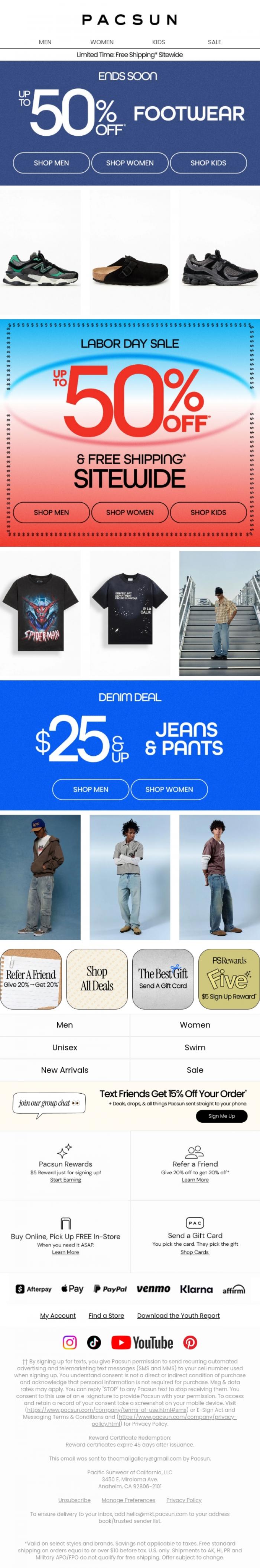 Email Design Inspiration from PacSun, Ends Soon! Up To 50% Off Footwear 👟