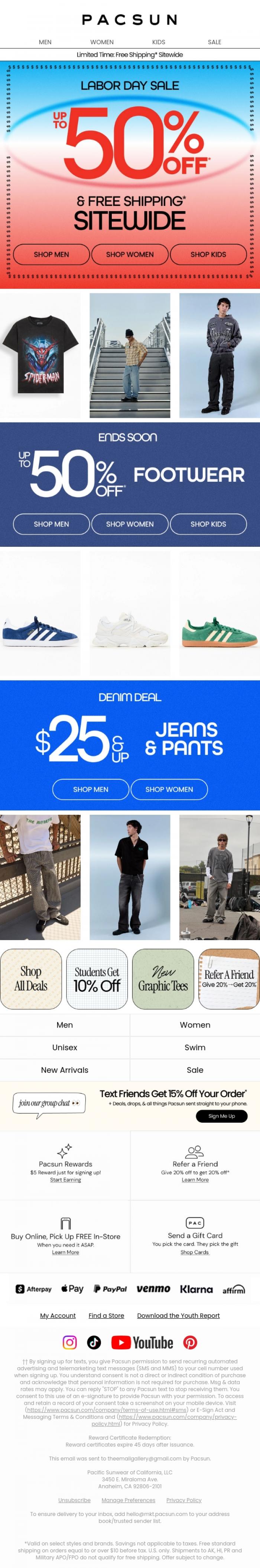 Email Design Inspiration from PacSun, Up to 50% off (almost) EVERYTHING!