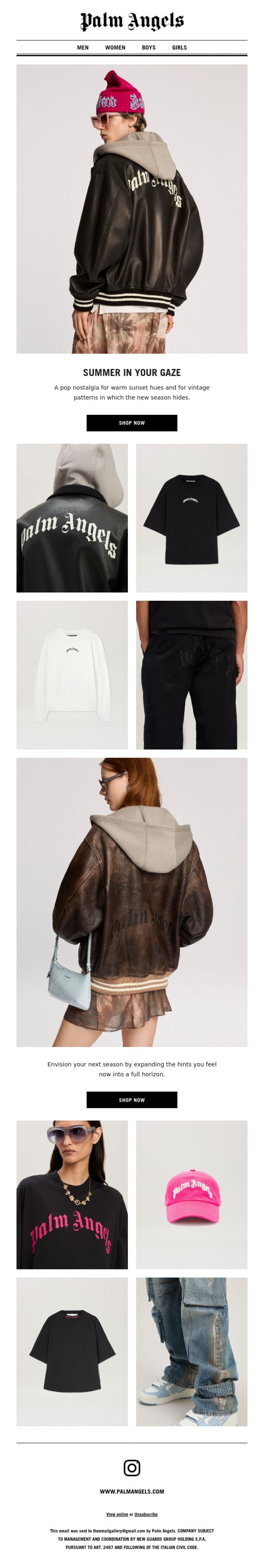 Email Design Inspiration from Palm Angels, Spring Summer 25? Follow the signs...