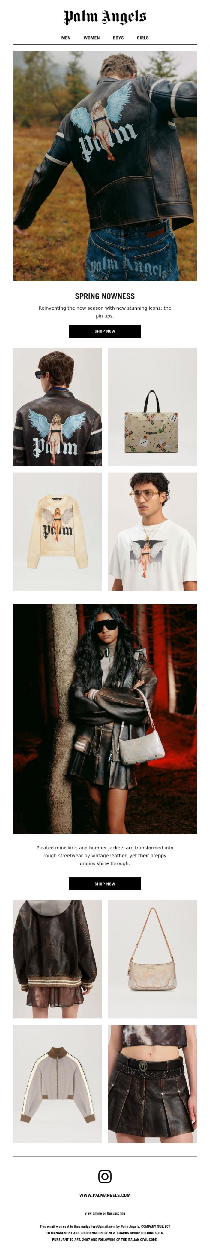 Email Design Inspiration from Palm Angels, SS25: Unlock your style