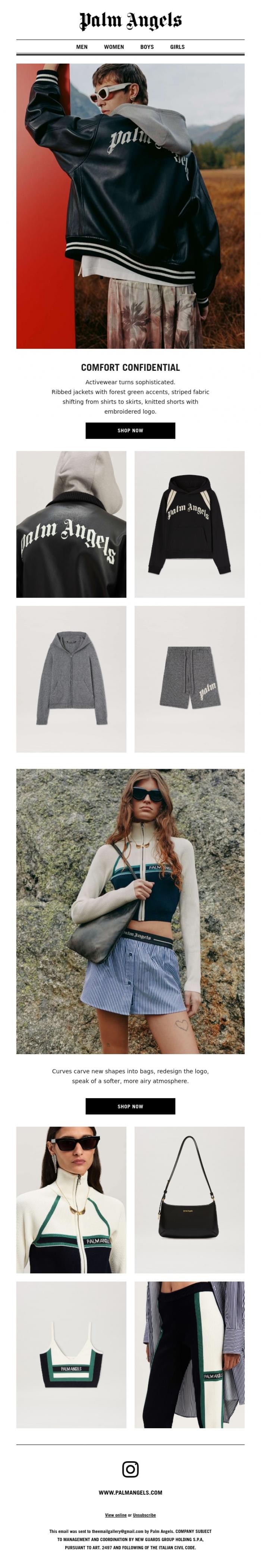 Email Design Inspiration from Palm Angels, It's playful, it's graphic: it's spring.
