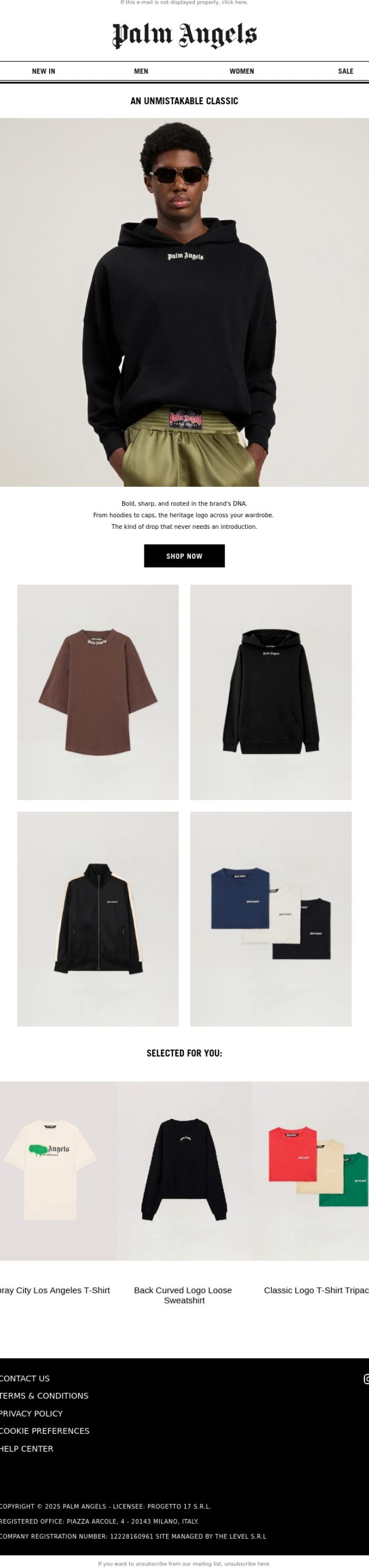 Email Design Inspiration from Palm Angels, Good News: our Heritage&nbsp;Logo is back!