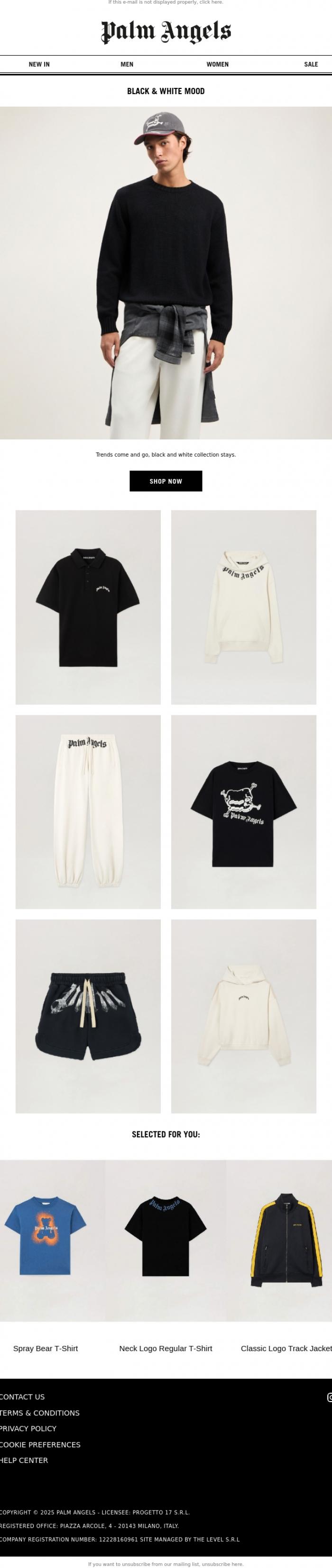 Email Design Inspiration from Palm Angels, Timeless Monochrome