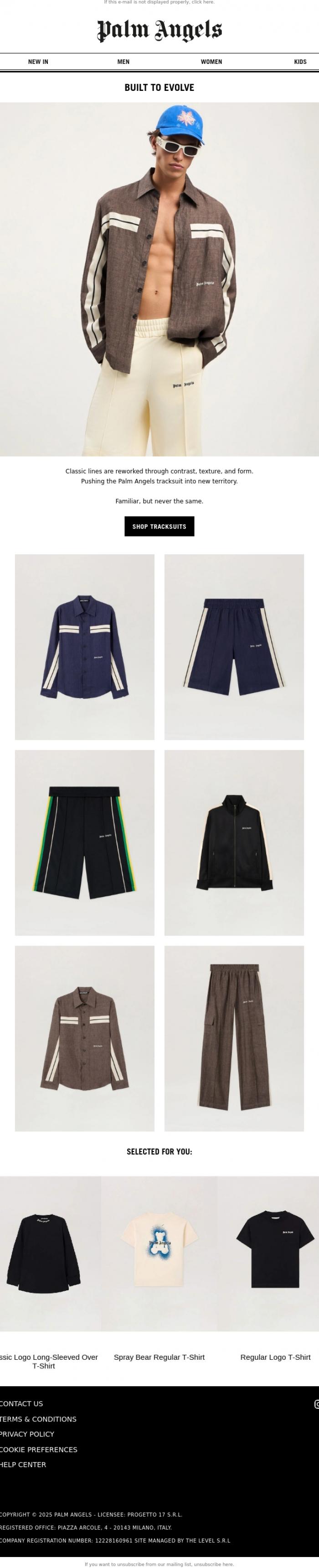 Email Design Inspiration from Palm Angels, Off Track, On Point