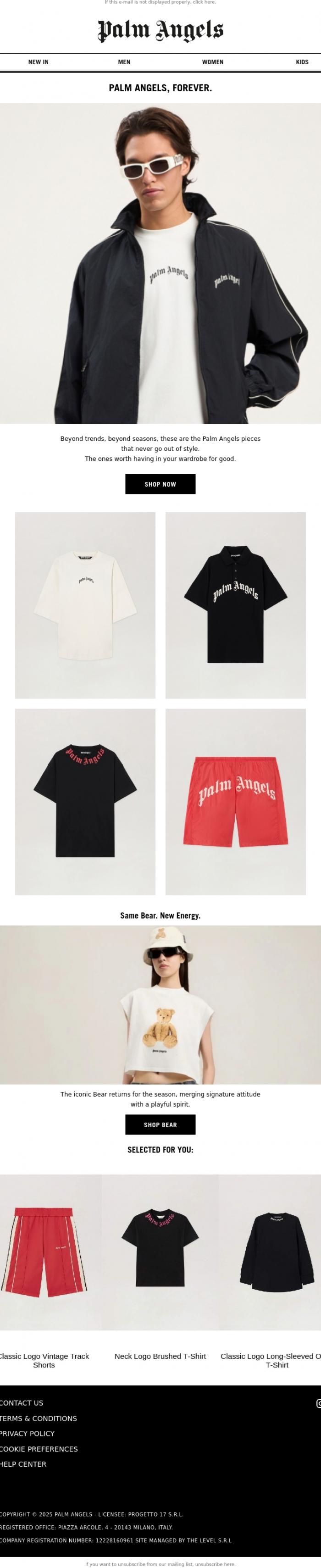 Email Design Inspiration from Palm Angels, Some Things Never Go Out of Style.