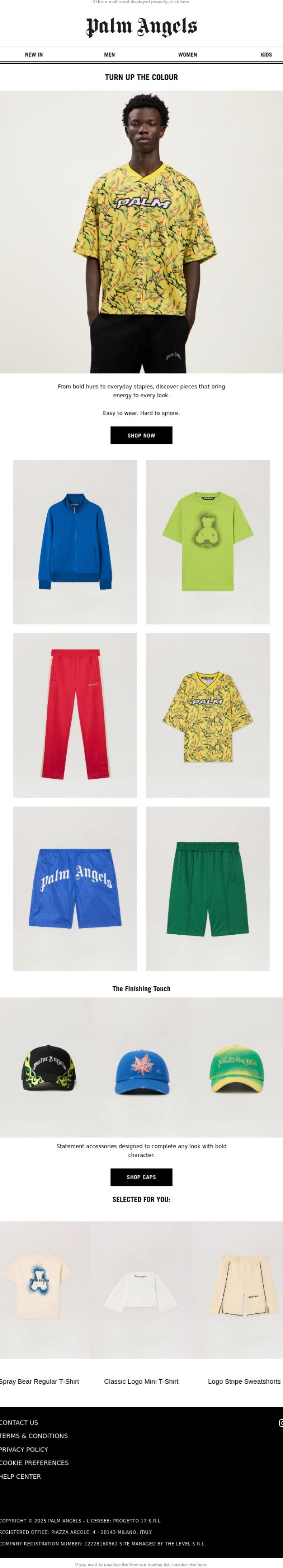 Email Design Inspiration from Palm Angels, Wear It Loud