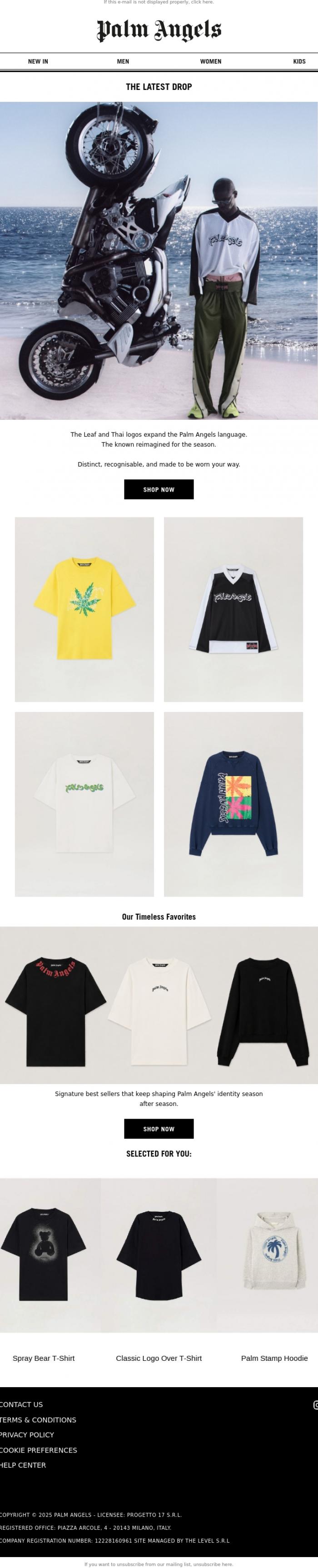 Email Design Inspiration from Palm Angels, Wear the New Codes