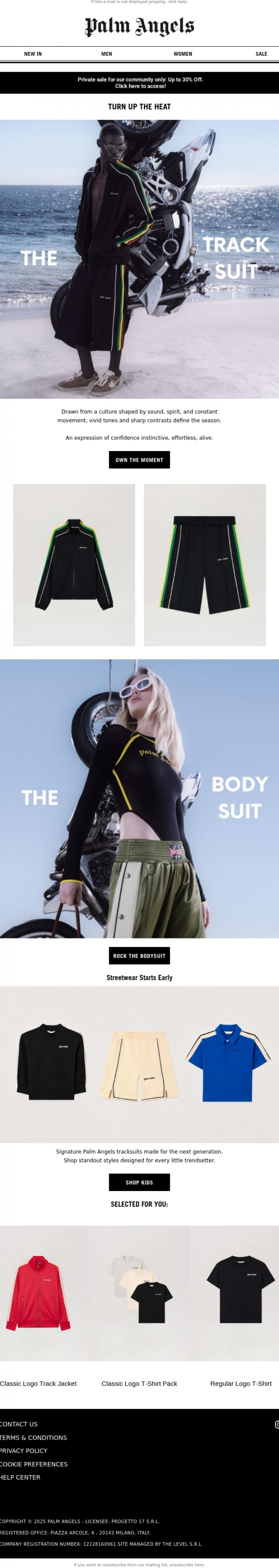 Email Design Inspiration from Palm Angels, Feel the Energy