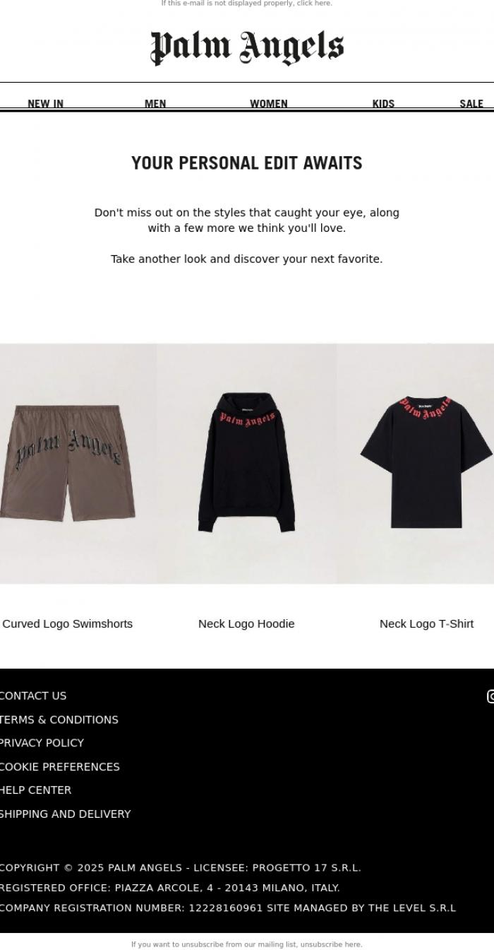 Email Design Inspiration from Palm Angels, Something Caught Your Eye?