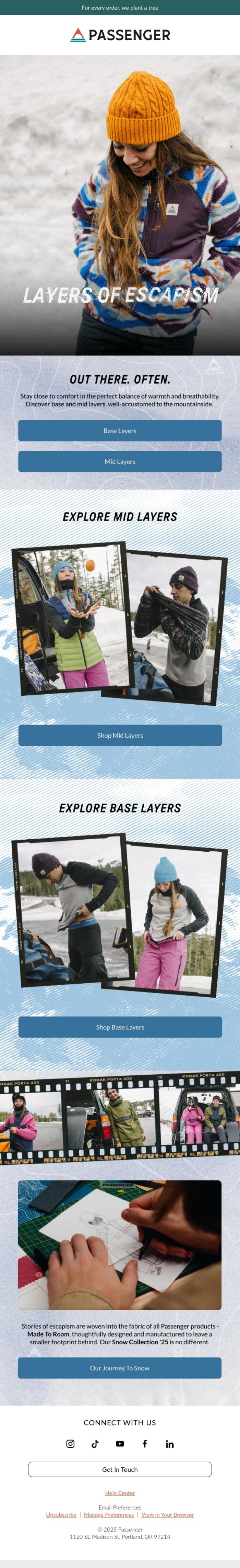 Email Design Inspiration from Passenger, Layers Of Escapism: Snow