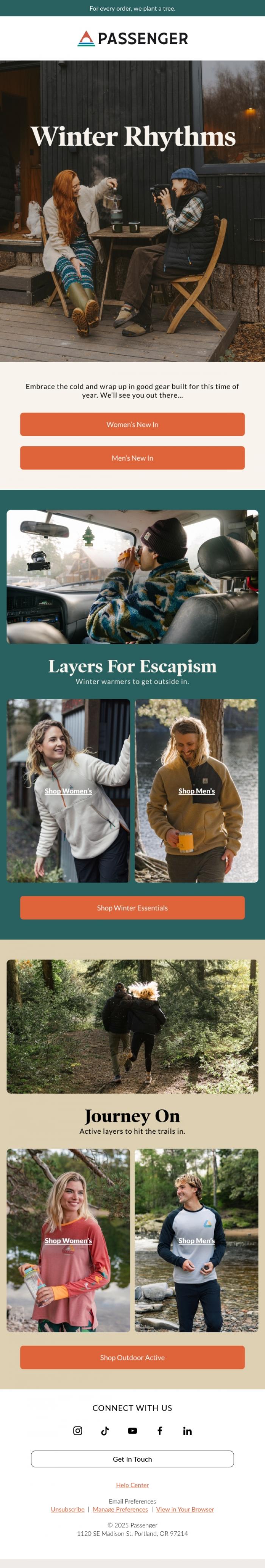 Email Design Inspiration from Passenger, Winter Rhythms