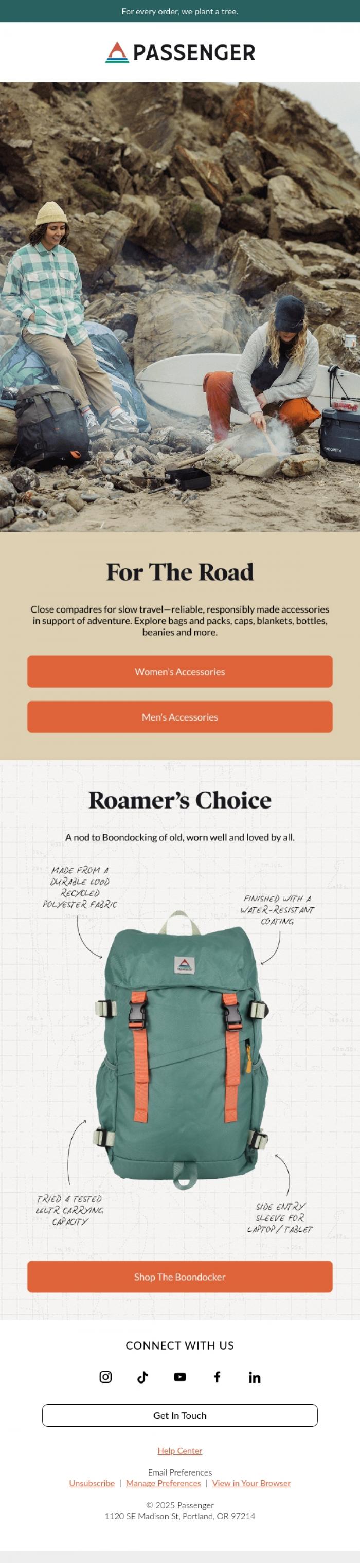 Email Design Inspiration from Passenger, Discover: Travel Accessories