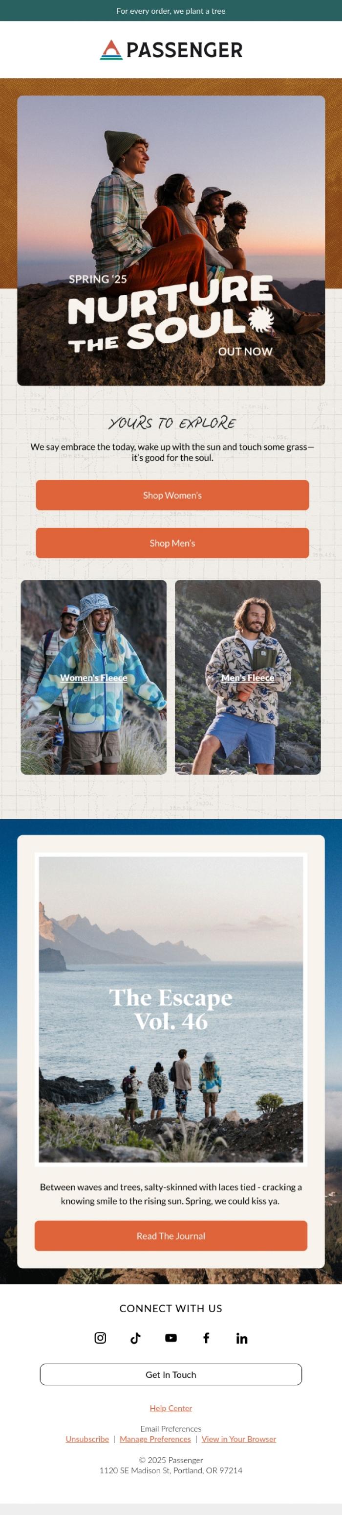 Email Design Inspiration from Passenger, Longer Days Are Coming