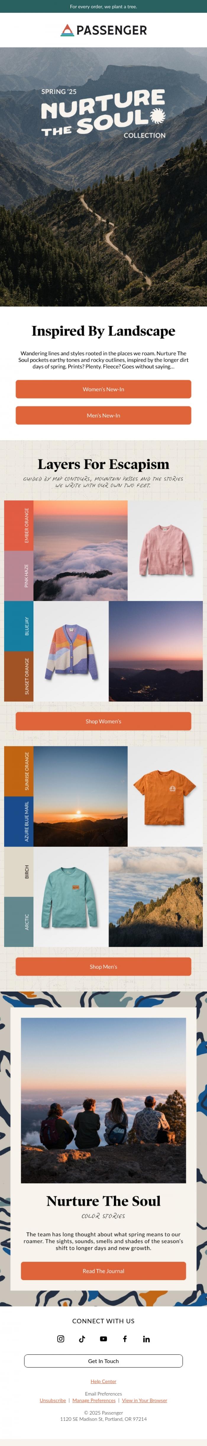 Email Design Inspiration from Passenger, Inspired By Landscape