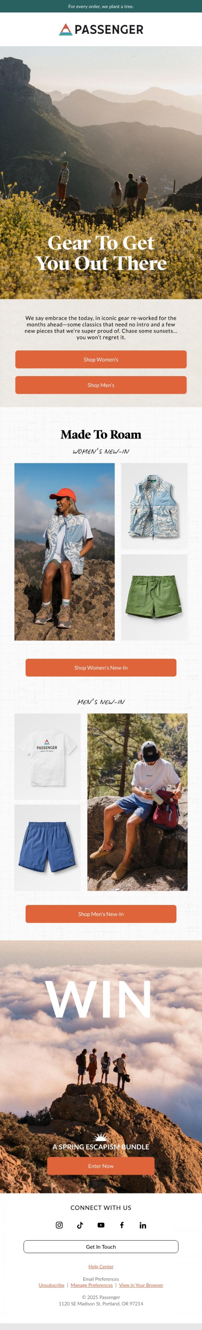 Email Design Inspiration from Passenger, Iconic Gear Re-Worked For Spring