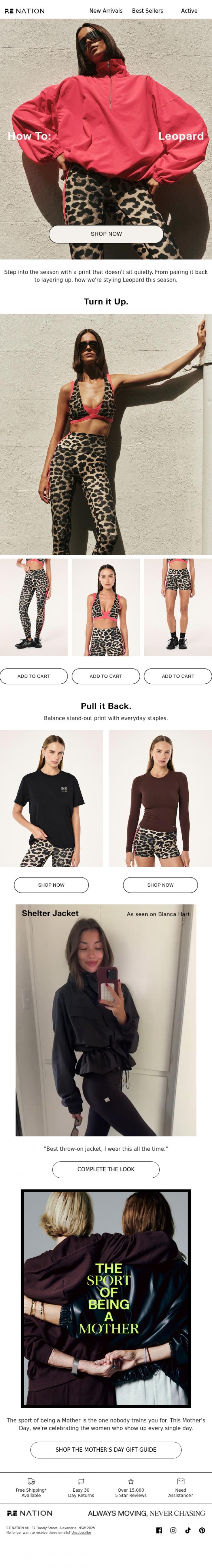 Email Design Inspiration from P.E Nation, She's Back - Leopard Print