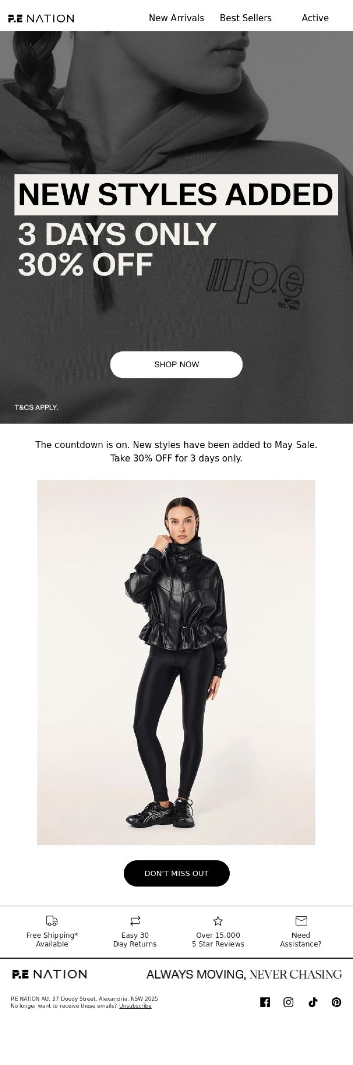 Email Design Inspiration from P.E Nation, New Styles Added | 30% Off