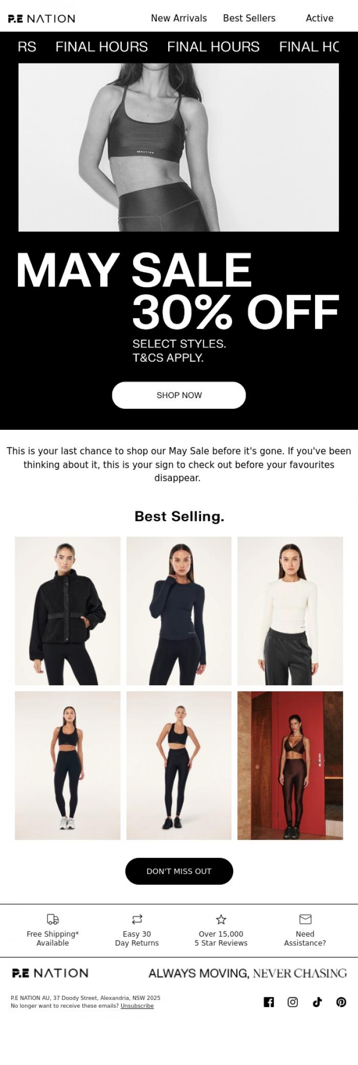 Email Design Inspiration from P.E Nation, 30% OFF | FINAL HOURS