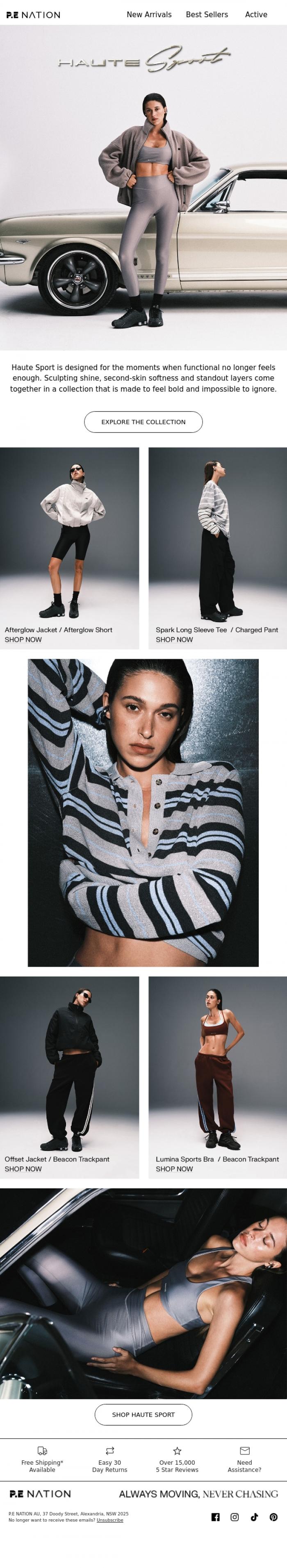 Email Design Inspiration from P.E Nation, NEW ARRIVALS | HAUTE SPORT