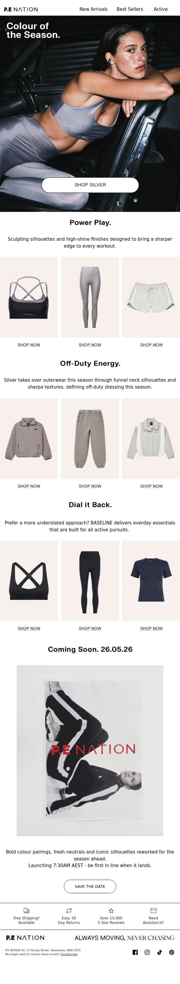 Email Design Inspiration from P.E Nation, Silver will look good on you
