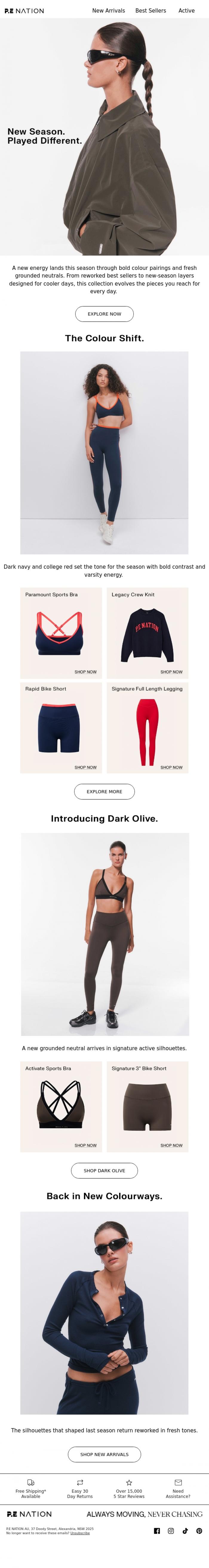 Email Design Inspiration from P.E Nation, JUST LANDED | New Season Arrivals