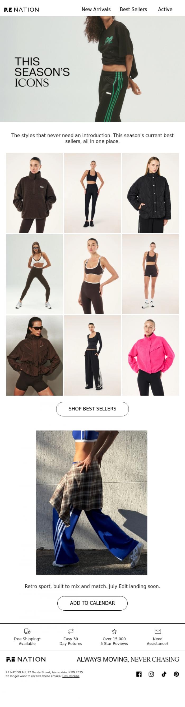 Email Design Inspiration from P.E Nation, Best sellers for a reason.